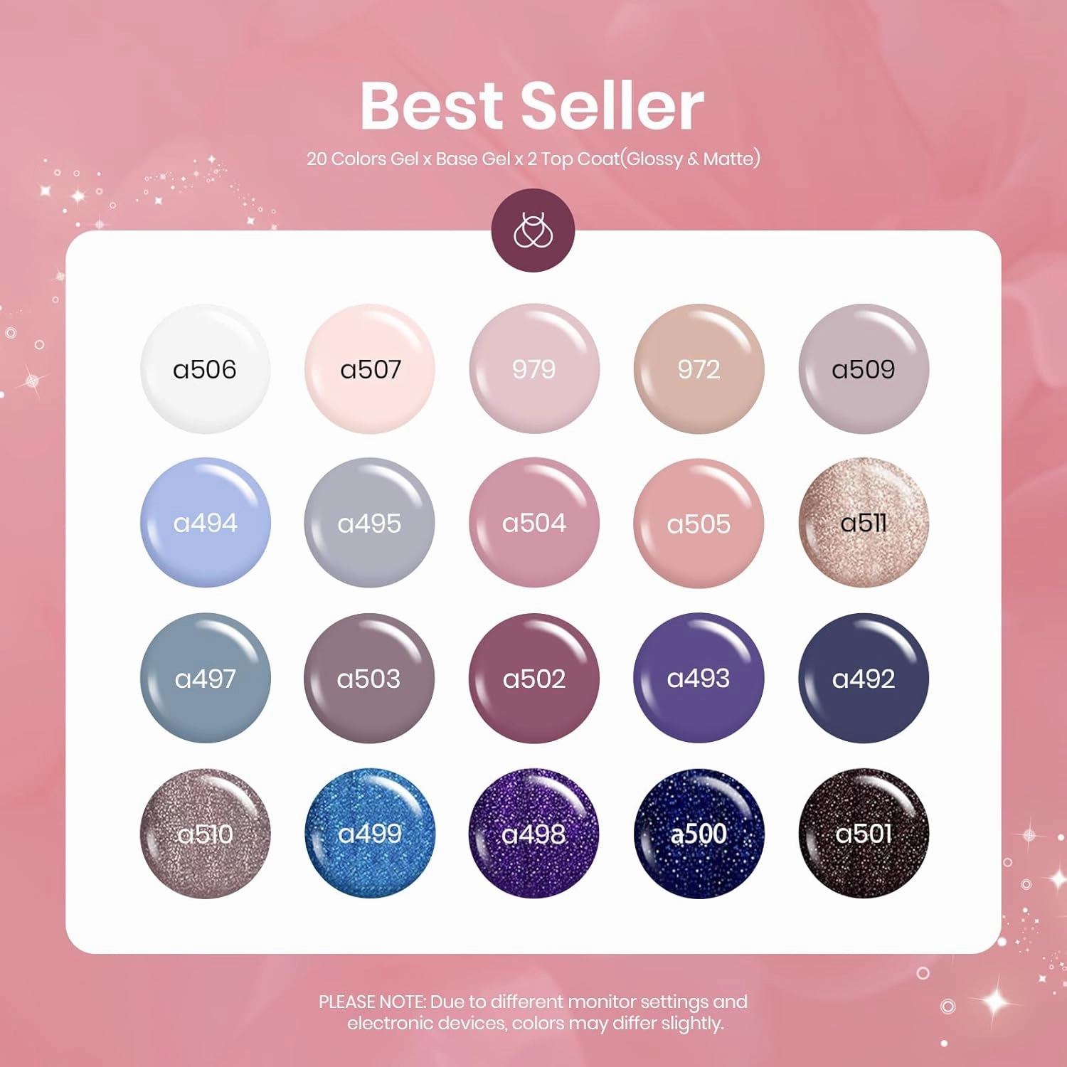 Beetles Gel Nail Polish Kit, 23Pcs Nude Pink Gel Polish White Gray Baby Blue Glitters Nail Polish Set with Glossy Matte Top Coat and Base CoatCollection U V Soak Off Manicure Gift For Women