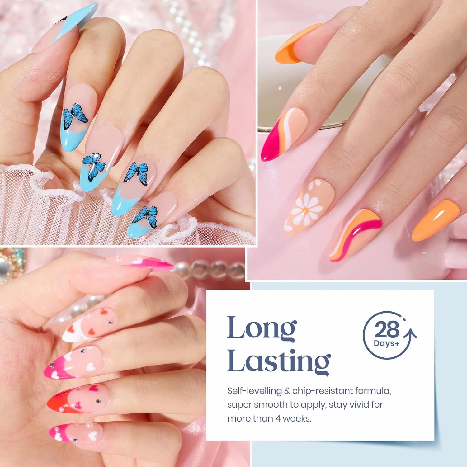 Beetles Gel Nail Polish Set - 20 Pcs Neon Nail Gel Polish Set Soak Off Uv LED Gold Sliver Glitter Nail Polish Kit Blue Pink Black White Uv for Nail Art Salon Gift for Women