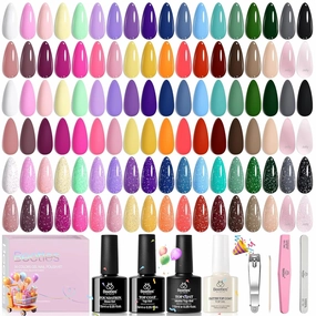 beetles Gel Polish 36 Colors Summer Gel Nail Polish Set with Base Coat Glossy Matte & Glitter Gel Top Coat Neon Pink Yellow Jelly Blue Vivid Seasons Collection Gifts for Women Diy Nails at Home
