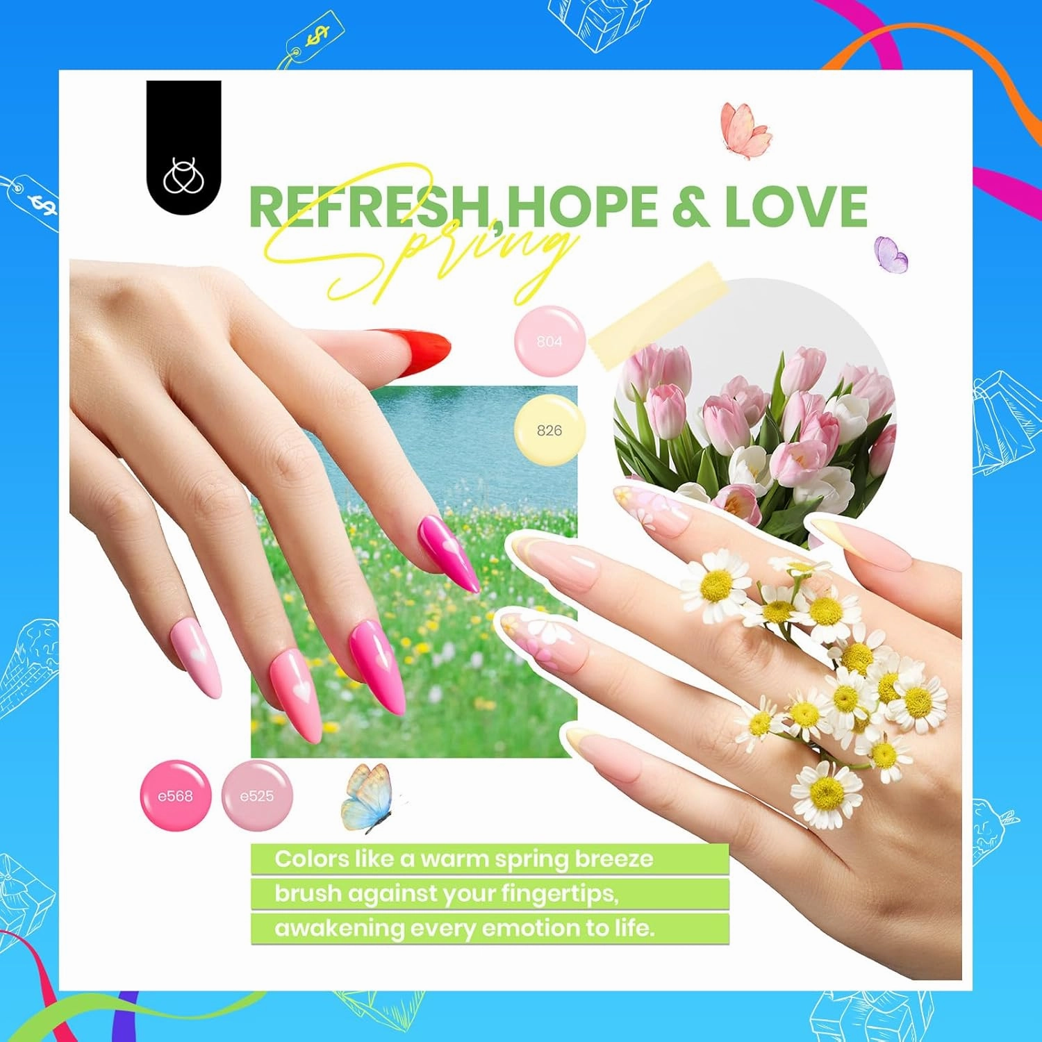 beetles Gel Polish 36 Colors Summer Gel Nail Polish Set with Base Coat Glossy Matte & Glitter Gel Top Coat Neon Pink Yellow Jelly Blue Vivid Seasons Collection Gifts for Women Diy Nails at Home