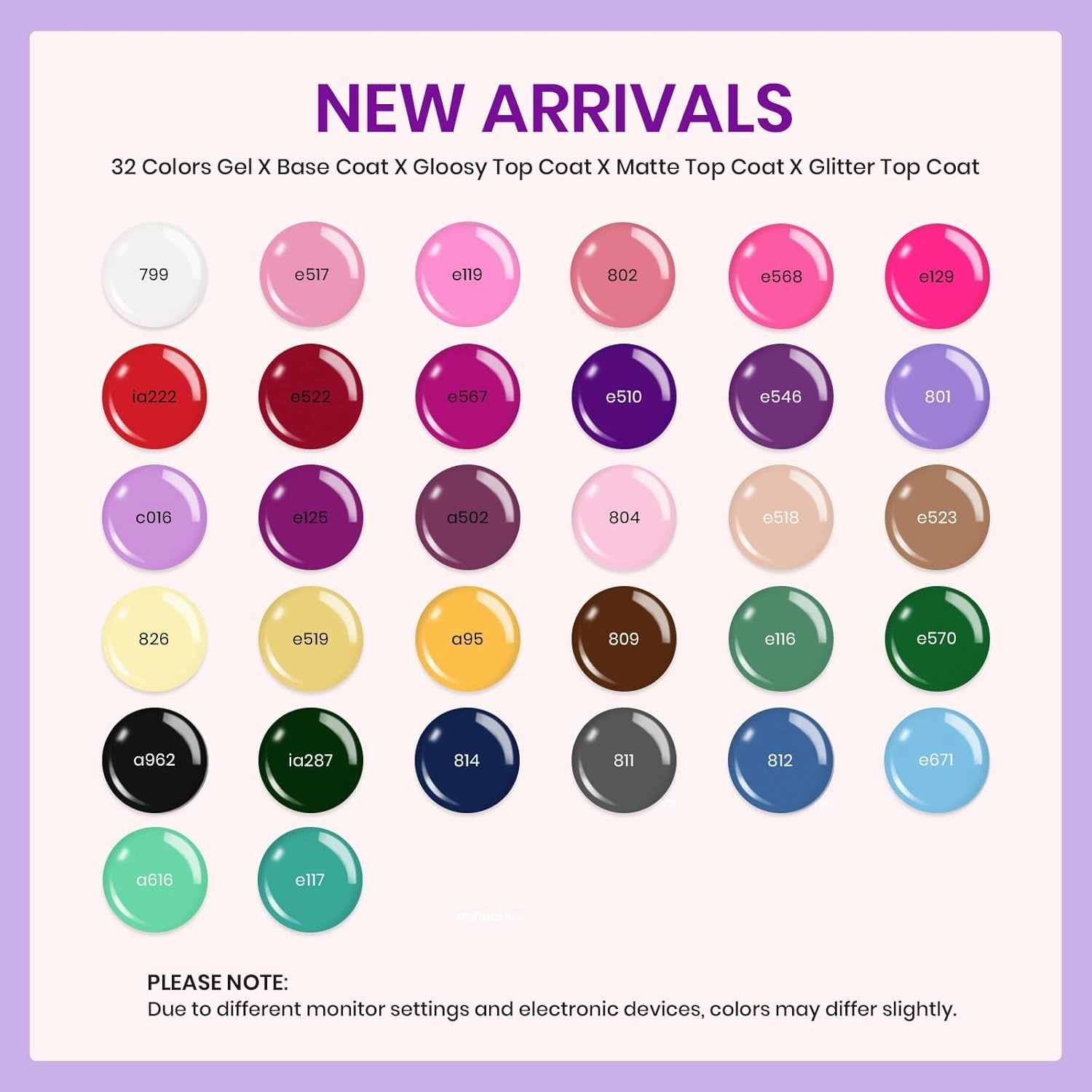 beetles Gel Polish Set All Seasons Gel Nail Polish Kit Neon Black White Red Blue Nude Green Purple Orange 32 Colors with Base Coat Glossy Matte and Glitter Top Coat Gifts for Women Fingertips Canvas