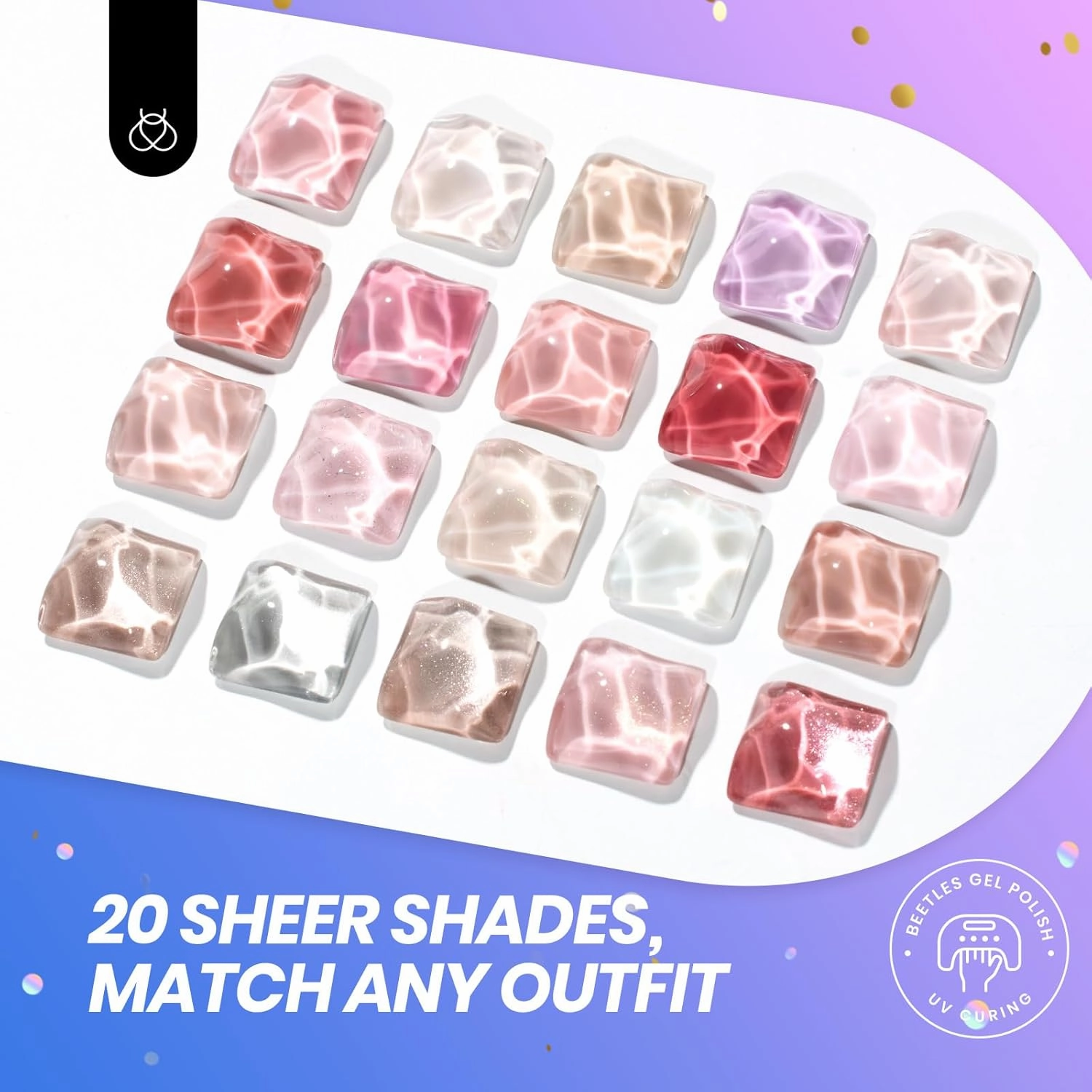 Beetles Jelly Gel Nail Polish Set - Gift Box Nude Sands Collection 75 PCS 20 Colors Jelly Nail Polish Kit Nude Pink Milky White Glitter Silver Cat Eye Base Glossy Matte Top Coat Gift for Nomen