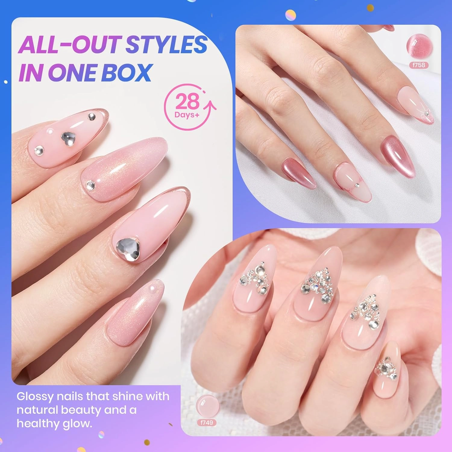 Beetles Jelly Gel Nail Polish Set - Gift Box Nude Sands Collection 75 PCS 20 Colors Jelly Nail Polish Kit Nude Pink Milky White Glitter Silver Cat Eye Base Glossy Matte Top Coat Gift for Nomen