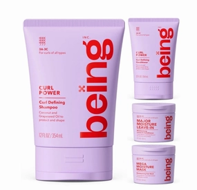 Being Curl Power Bundle Complete Styling 4 Unit count Combo Set for Defined, Frizz-Free Curls