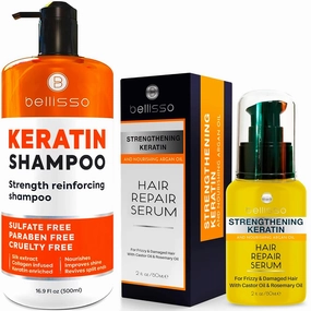 BELLISSO Keratin Enriched Shampoo and Keratin Hair Serum