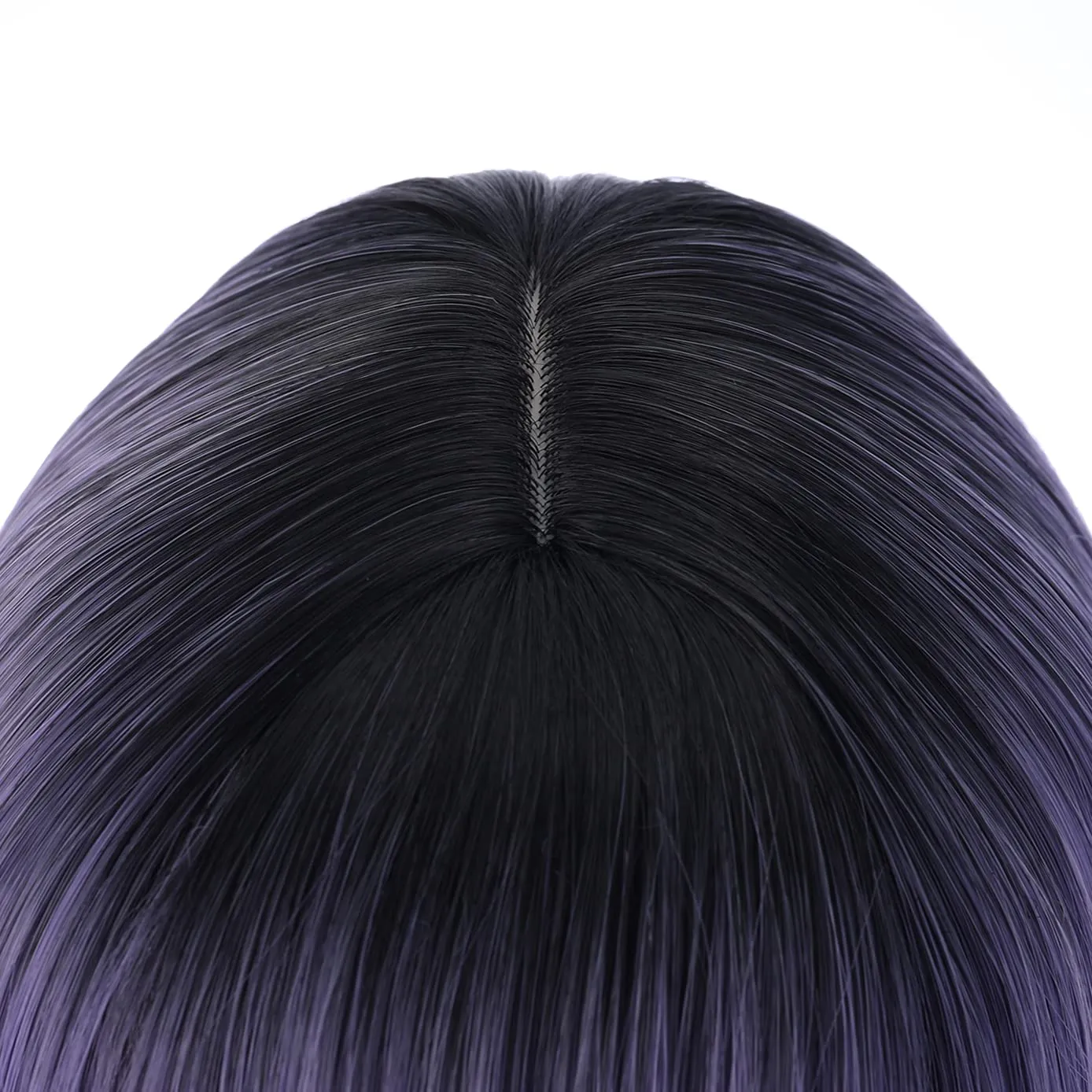 BERON Black Ombre Purple Wigs Straight Long Hair Wigs with Bangs Women Fashion Heat Resistant Synthetic Natural Looking Wig for Cosplay Party or Daily Use
