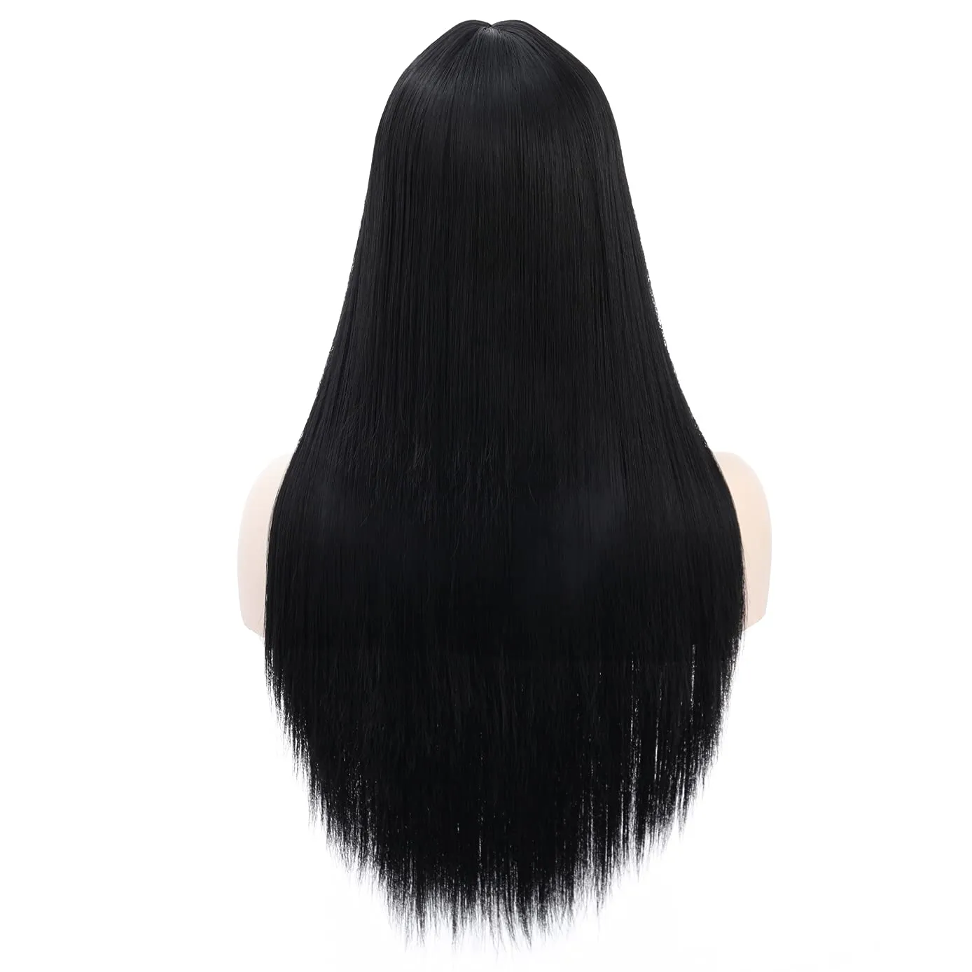 BERON Black Wigs Straight Long Hair Wigs with Bangs Women Fashion Heat Resistant Synthetic Natural Looking Wig for Cosplay Party or Daily Use