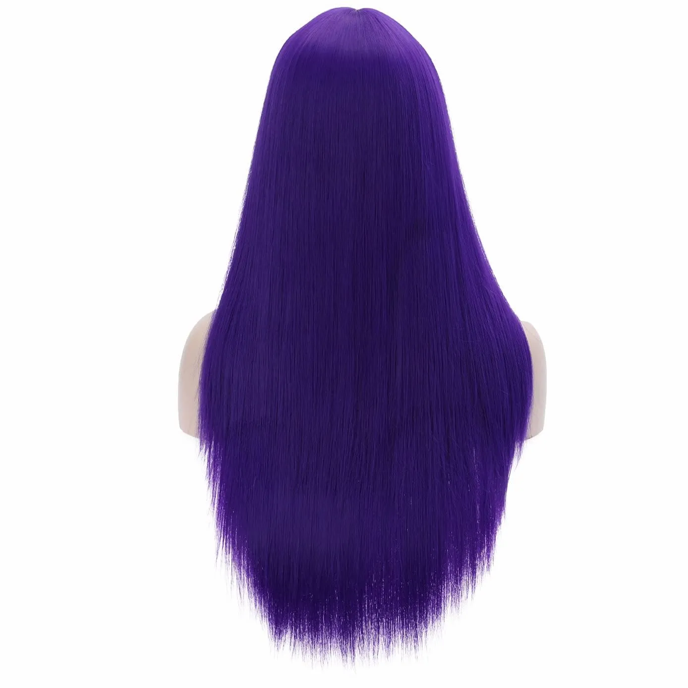 BERON Dark Purple Wigs Straight Long Hair Wigs with Bangs Women Fashion Heat Resistant Synthetic Natural Looking Wig for Cosplay Party or Daily Use