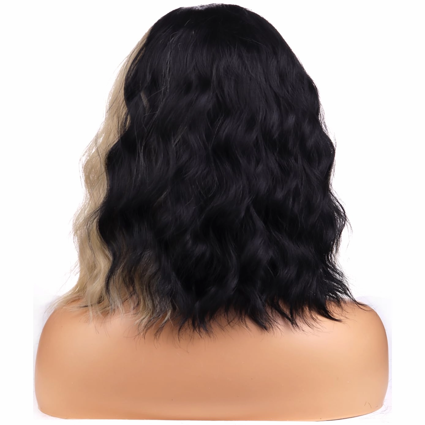 BERON Black and Blonde Wigs for Women Short Curly Wavy Hair Wig Girls Mixed Color Synthetic Costume Cosplay or Use Wig