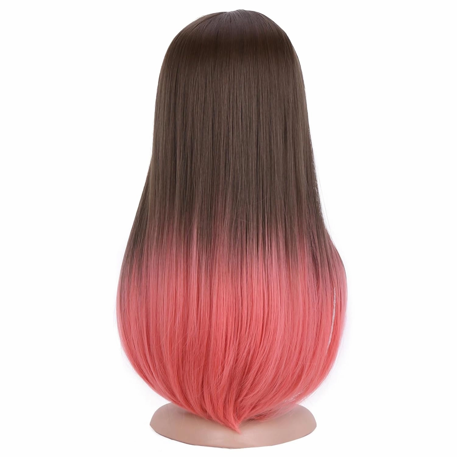 BERON Brown Ombre Light Orange Long Straight Wigs for Women Girls Middle Part Heat Resistant Synthetic Wig Cosplay Costume Party Daily Wigs
