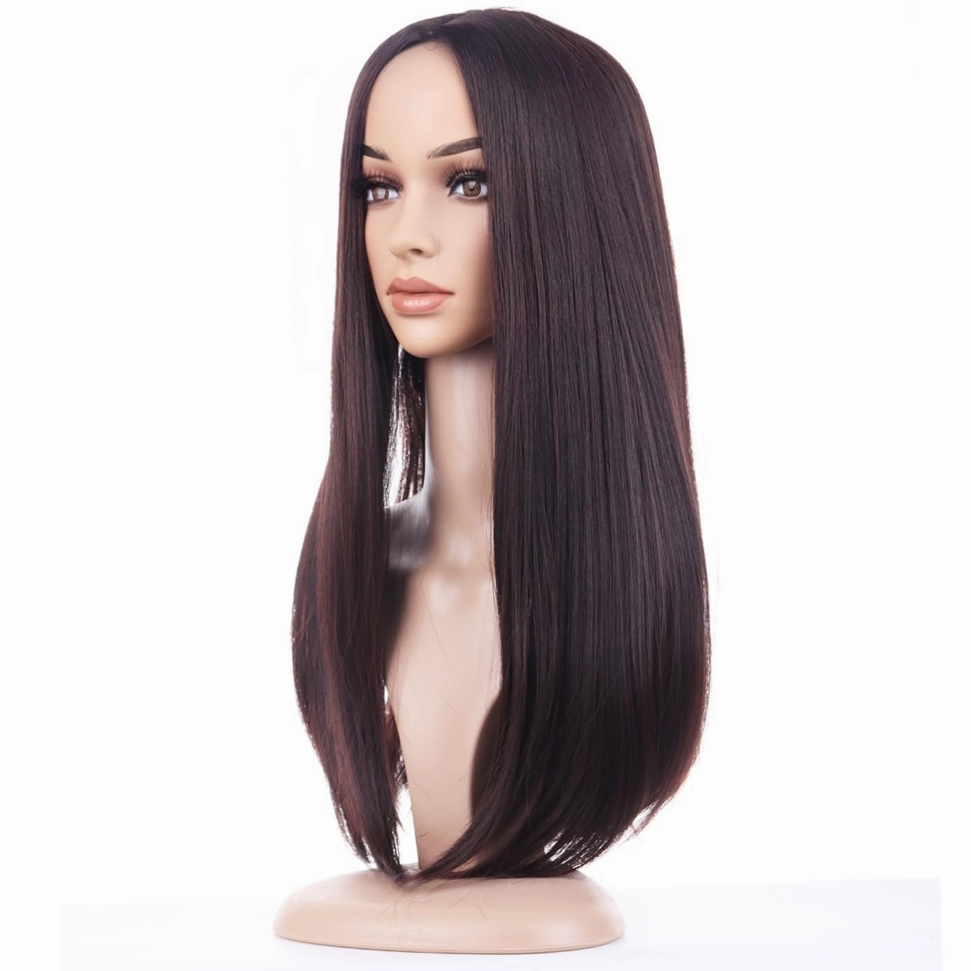 BERON Dark Brown Wigs Straight Long Wig Middle Part Women's Hair Wigs for Cosplay Halloween Party or Daily Use Wig Cap Included