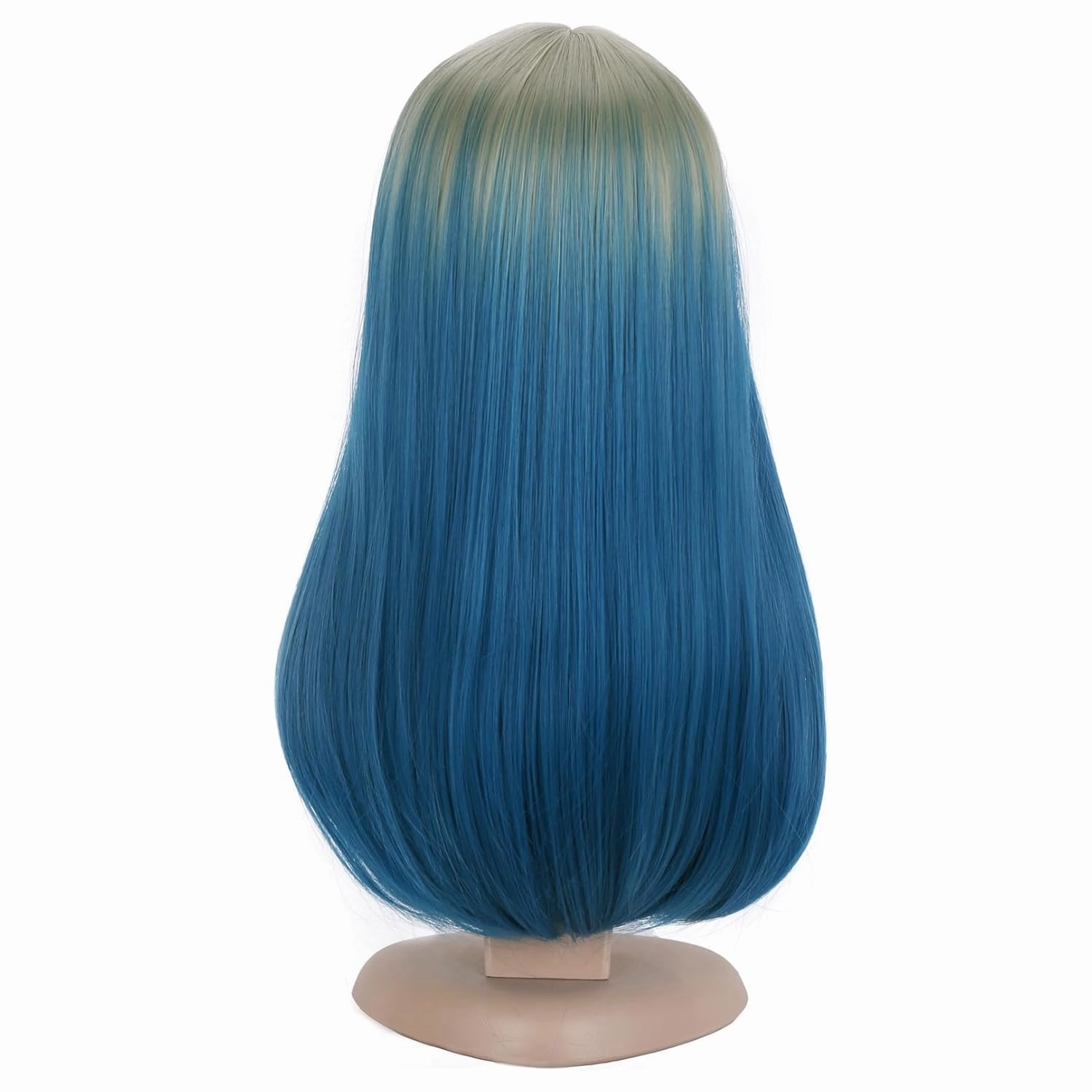 BERON Women Blue Ombre Long Straight Middle Part Wig Girls Two Tone Heat Resistant Wig for Halloween CosPlay Costume Party and Daily