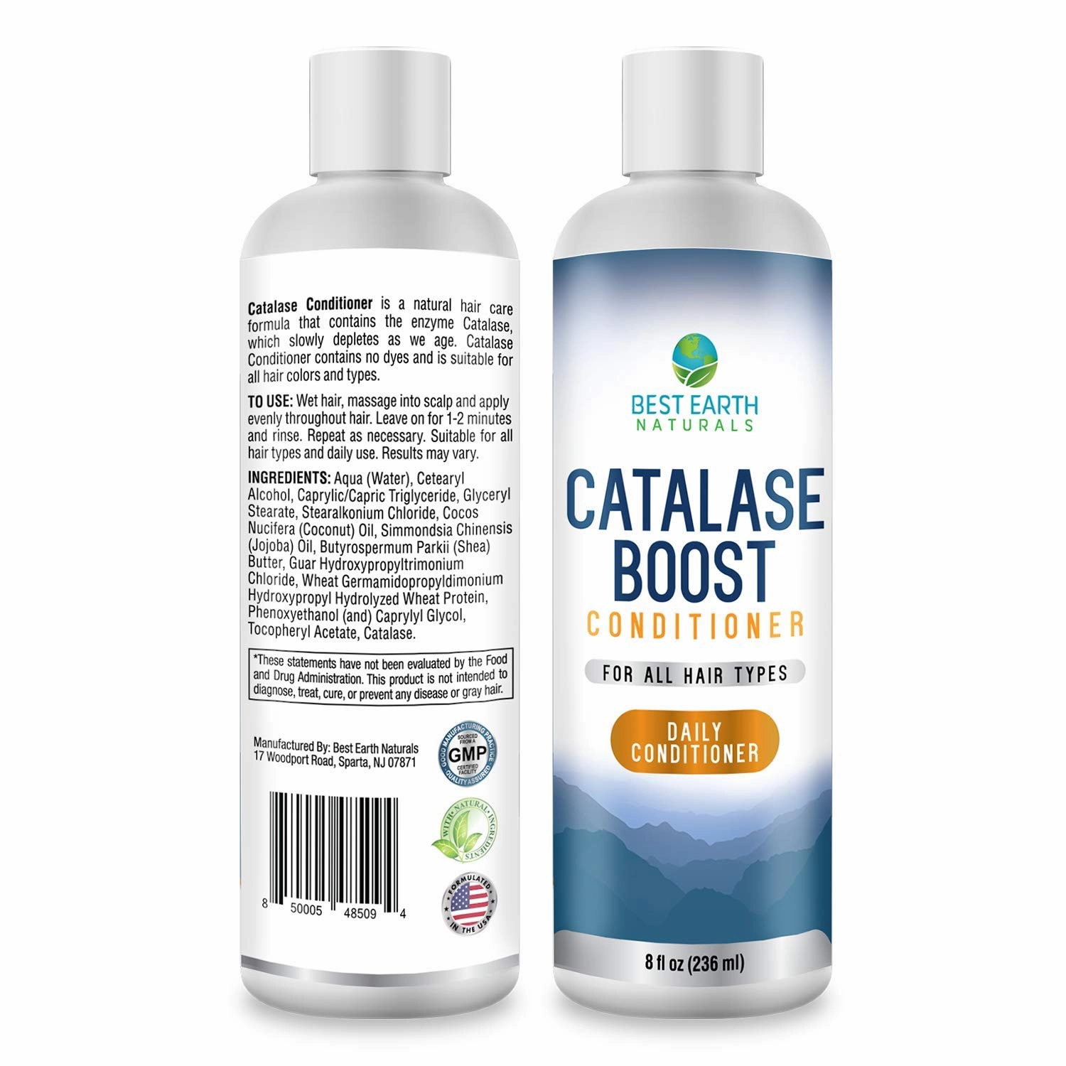 Best Earth Naturals Catalase Formula Conditioner to Support Hair Vitality and Health for Women and Men - 8 fl. oz