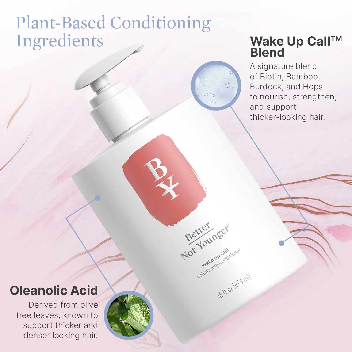 Better Not Younger Wake Up Call Volumizing Conditioner - With Plant-Based Ingredients Designed for Women Over 40 - Sulfate Free Conditioner for Thin, Flat, Fine Hair 16 fl. oz.