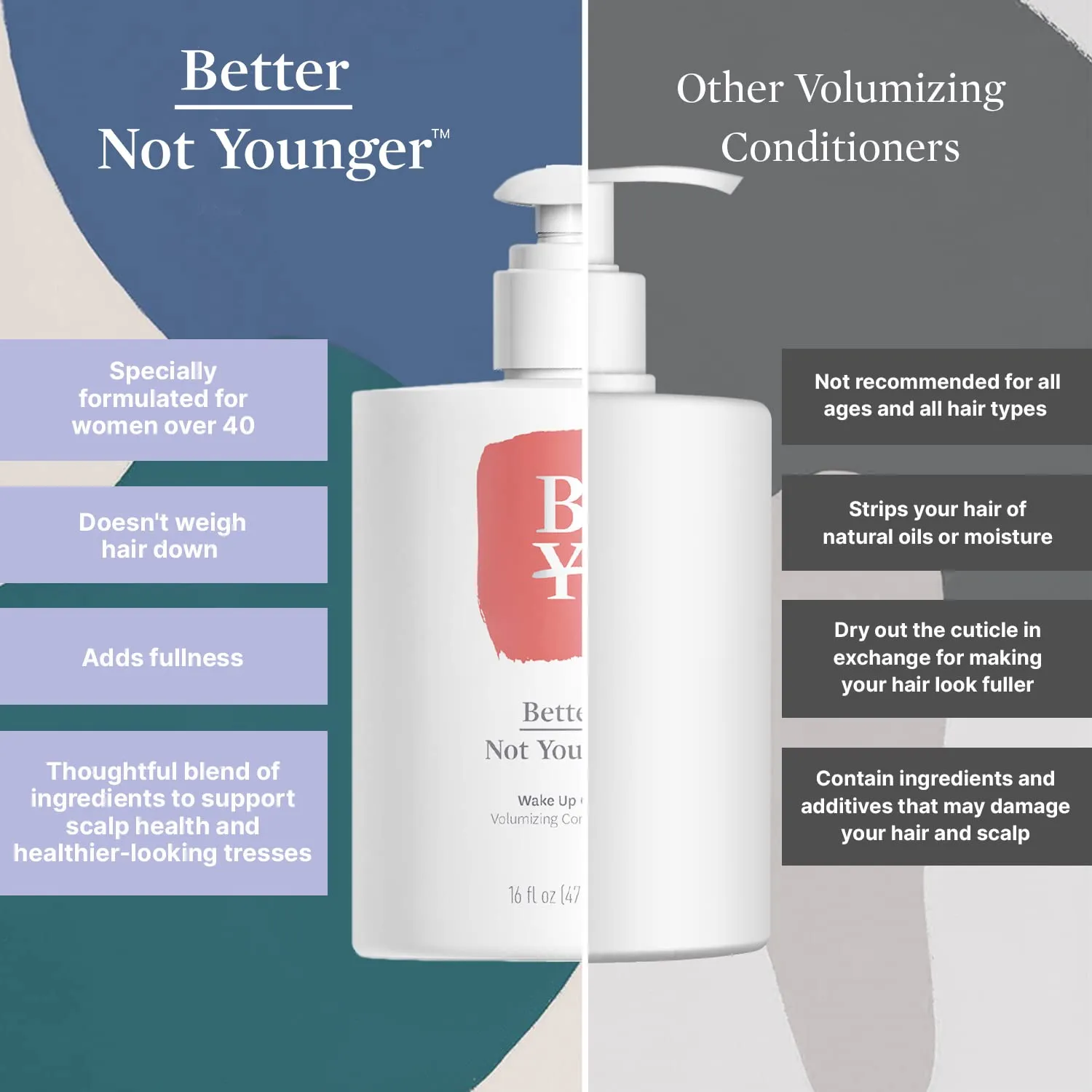 Better Not Younger Wake Up Call Volumizing Conditioner - With Plant-Based Ingredients Designed for Women Over 40 - Sulfate Free Conditioner for Thin, Flat, Fine Hair 16 fl. oz.