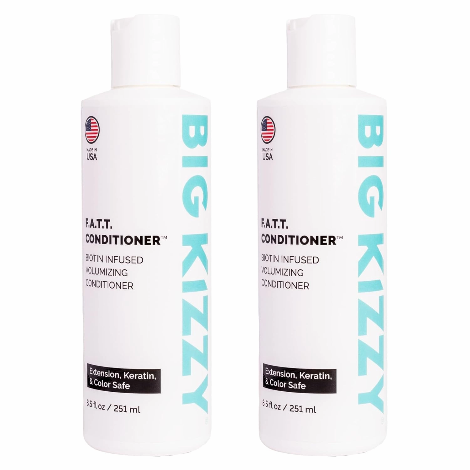 BIG KIZZY Volumizing Biotin Conditioner Set of 2, 8.5oz - Color, Keratin Treatment & Hair Extension Safe, Strengthen & Nourish Your Hair, Body Building, Thickening & Gentle Hair Care