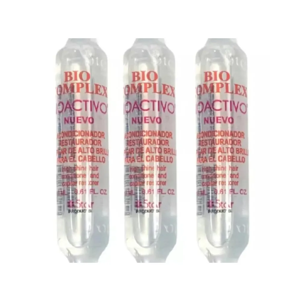 Bio Complex Proactive Hair Ampoules - Intensive Hair Conditioner & Restorer for Shine & Softness - 0.61 fl oz Each - Star Products (3-Pack)