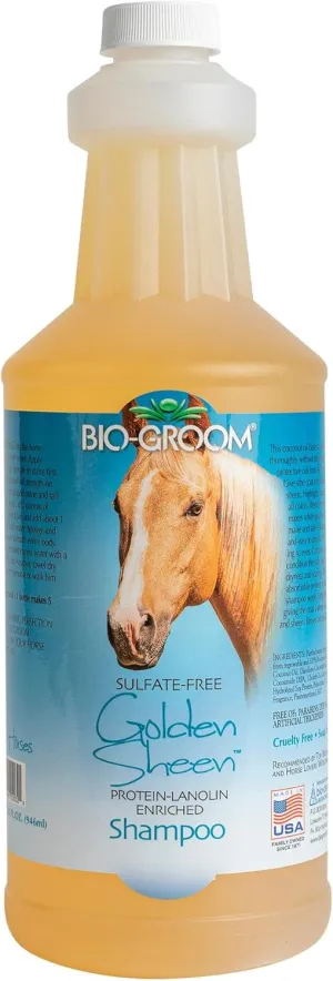 Bio-Groom Golden Sheen Horse Shampoo - Protein Lanolin, Mane and Tail Shampoo for Horses, Grooming Supplies, Cruelty-Free, Made in USA, Pet Shampoo Concentrate - 32 fl oz 1-Pack
