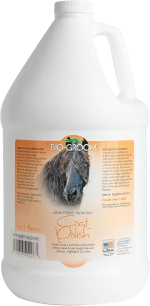 Bio-groom Horse Coat Polish Spray – Horse Tail Detangler, Non-Oily, Cruelty-Free, Grooming Supplies, Horse Mane and Tail Hair Polish, Made in USA, Tangle-Free Sheen for Horses – 1 Gallon