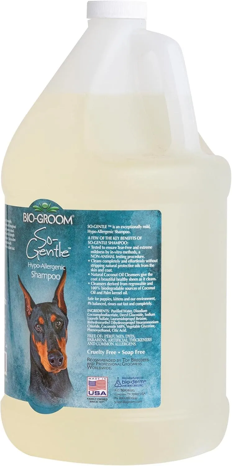 Bio-Groom So-Gentle Hypoallergenic Dog Shampoo - Tearless, Cat & Dog Bathing Supplies, Puppy Shampoo for Gentle Skin, Cruelty-Free, Made in USA, Tear-Free Dog Products - 1 Gallon