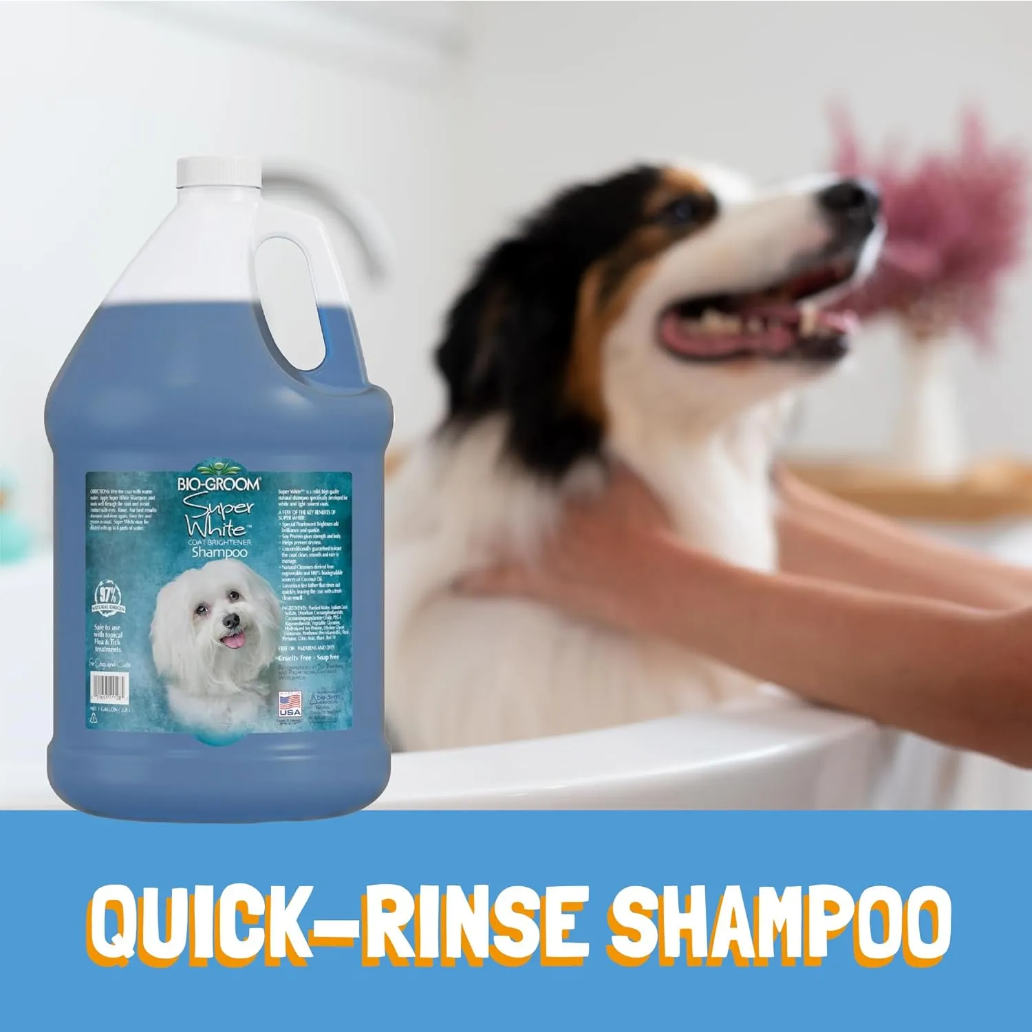 Bio-Groom Super Whitening Dog Shampoo – Whitening Pet Shampoo, Dog Bathing Supplies, Puppy Wash, Dog Grooming Supplies, Cruelty-Free – 1 Gallon
