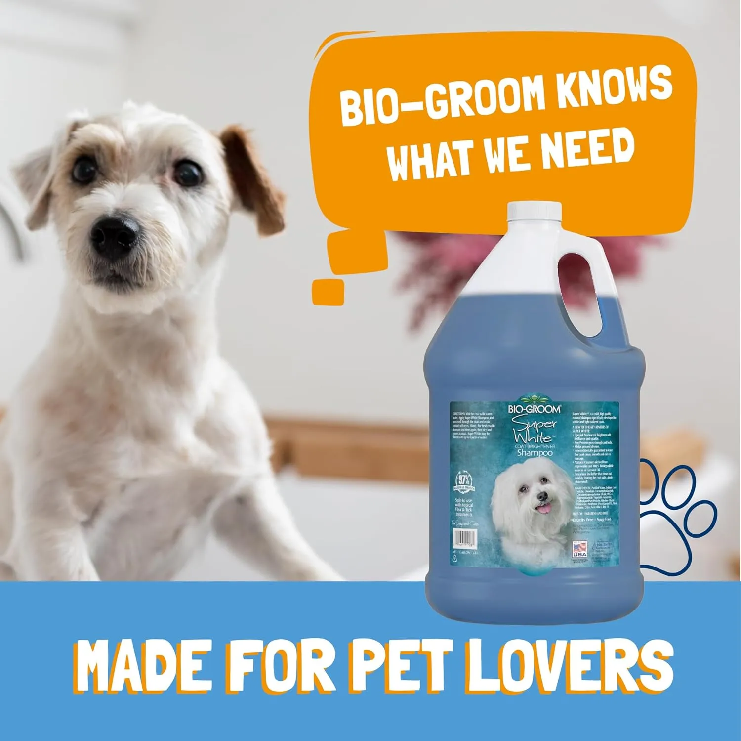 Bio-Groom Super Whitening Dog Shampoo – Whitening Pet Shampoo, Dog Bathing Supplies, Puppy Wash, Dog Grooming Supplies, Cruelty-Free – 12 fl oz 1-Pack