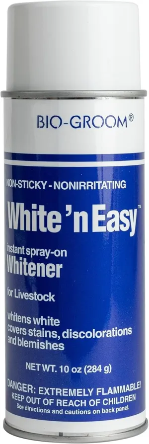 Bio-Groom White 'N Easy Whitening Horse Spray – Instant Stain Treater, Non-Sticky, Cruelty-Free, Grooming Supplies, Horse Mane and Tail Hair Products, Made in USA – 10 oz