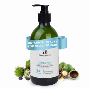 Bio Botanic Oil Shampoo for Thin, Sparse & Brittle Hair | Strengthens & Thickens | Organic Castor & Babassu Oils | SLS-Free, Paraben-Free, Hydrating & Revitalizing | 500ml