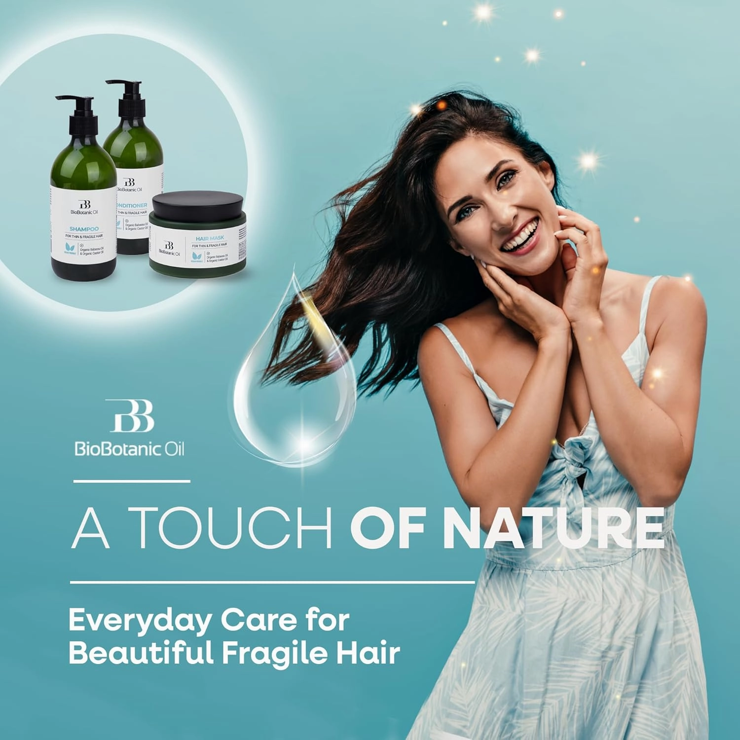 Bio Botanic Oil Shampoo for Thin, Sparse & Brittle Hair | Strengthens & Thickens | Organic Castor & Babassu Oils | SLS-Free, Paraben-Free, Hydrating & Revitalizing | 500ml