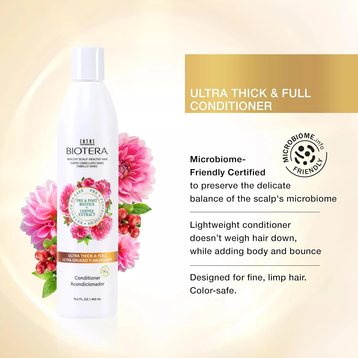 Biotera Ultra Thick & Full Volumizing Conditioner | Increases Volume to Fine, Limp Hair | Microbiome Friendly | Vegan & Animal Test Free | Paraben Free | Color-Safe