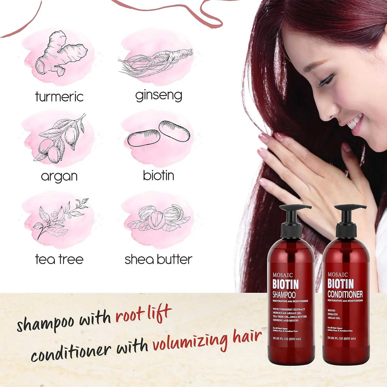 Biotin Volumizing Shampoo and Conditioner Set for Thinning Hair and Regrowth - Ultimate Anti Hair Loss, Thickening Growth Treatment Care for Men & Women