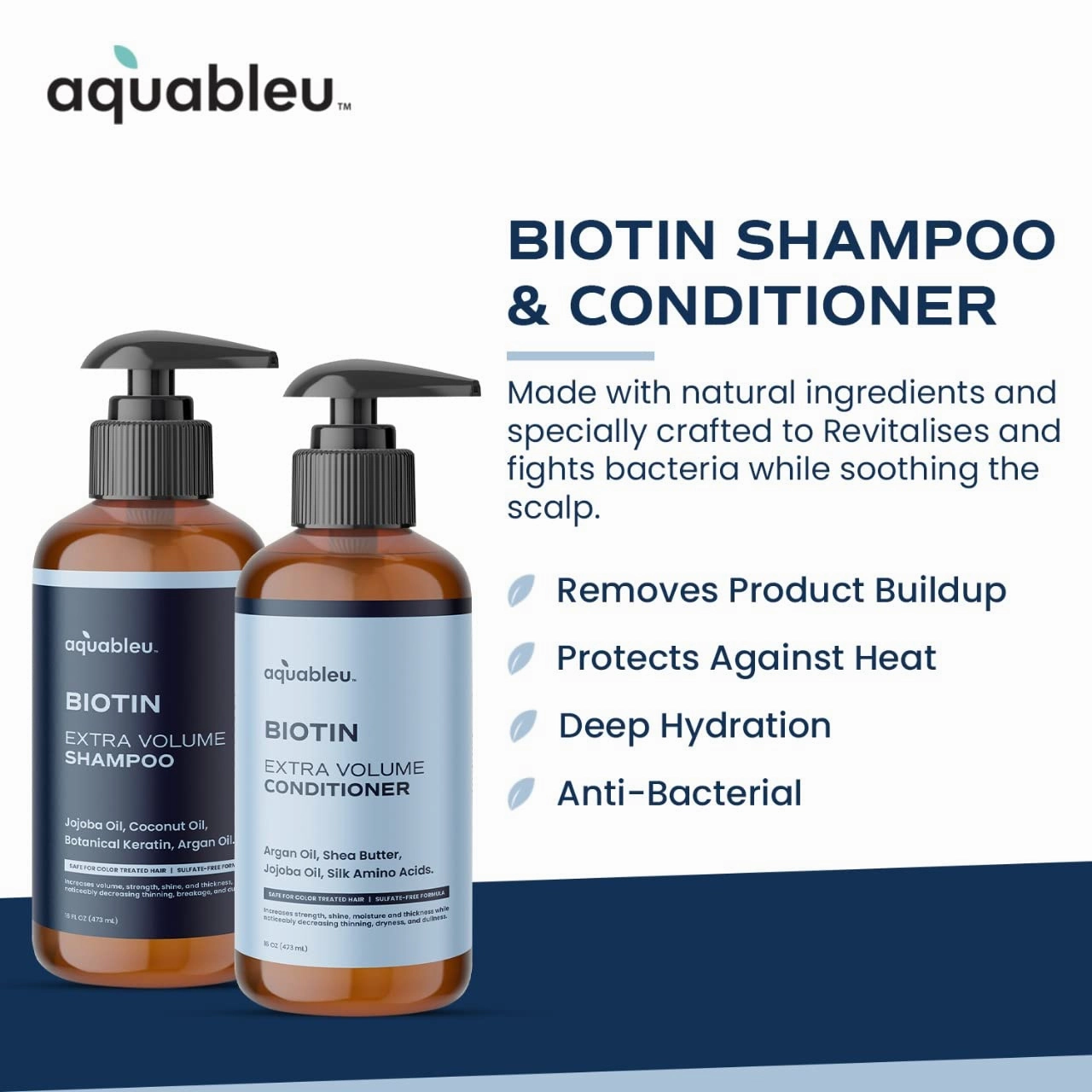 Biotin Volumizing Shampoo & Conditioner Set – Natural Thickening & Volume For Thicker Fuller Hair - Promotes Healthy Hair Growth - Includes Coconut, Keratin, Argan & Jojoba Oil – Sulfate Free