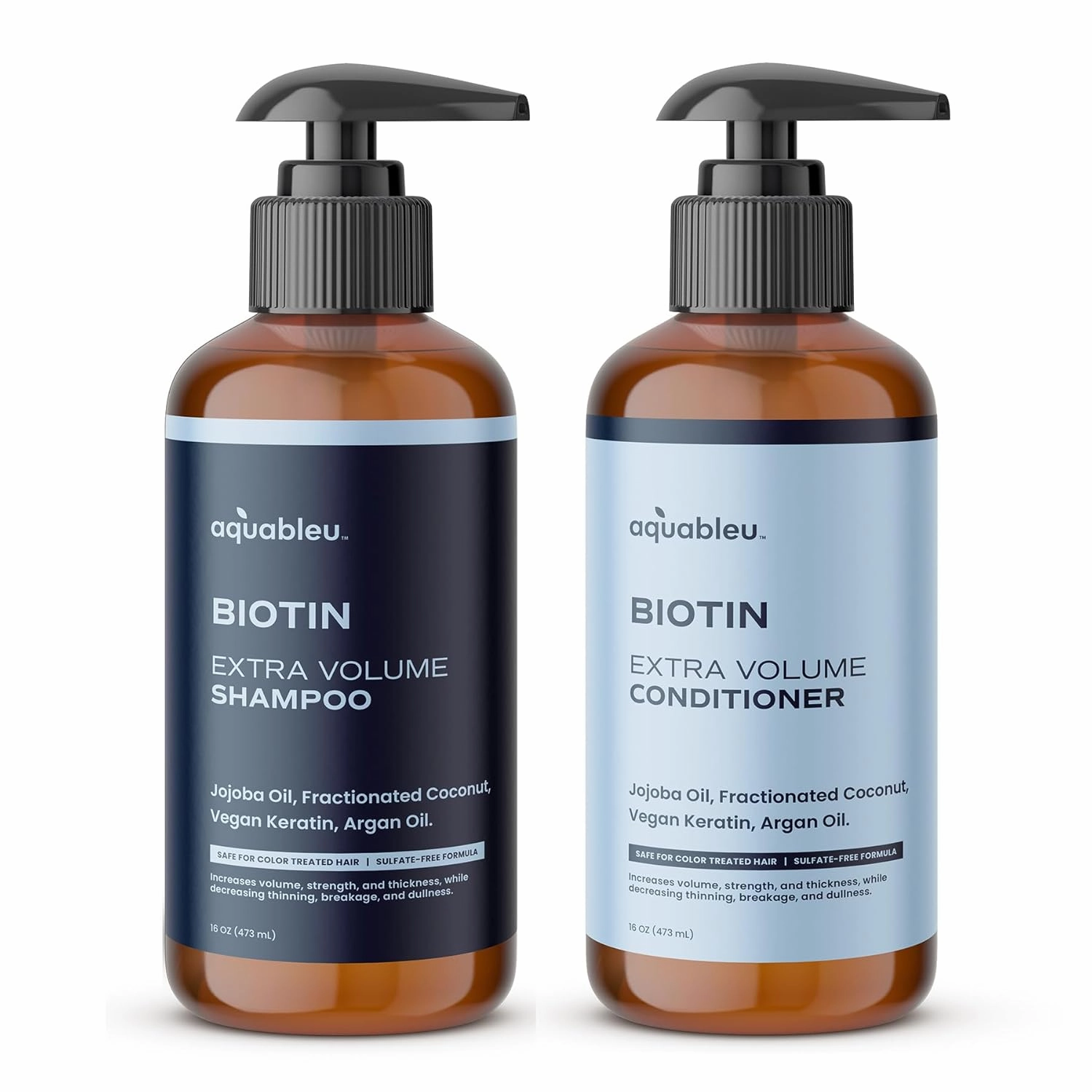Biotin Volumizing Shampoo & Conditioner Set – Natural Thickening & Volume For Thicker Fuller Hair - Promotes Healthy Hair Growth - Includes Coconut, Keratin, Argan & Jojoba Oil – Sulfate Free