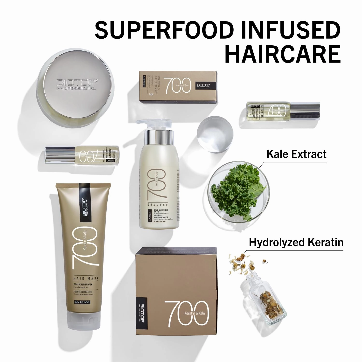 Biotop Professional 700 Keratin   Kale Hair Conditioner - Made With Vitamin E to Soften & Strengthen Strands - Nourishing   Moisturizing Conditioner for Damaged Hair - 16.9 oz