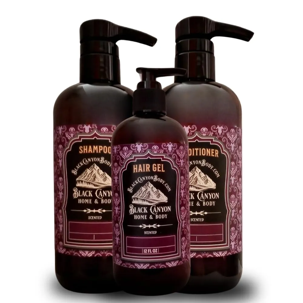 Black Canyon Clove & Nutmeg Scented Argan Oil Hair Shampoo, Conditioner and Hair Gel Set