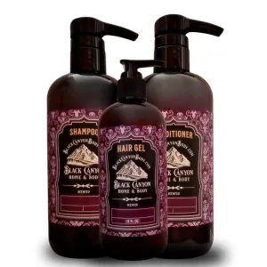 Black Canyon Clove & Nutmeg Scented Argan Oil Hair Shampoo, Conditioner and Hair Gel Set