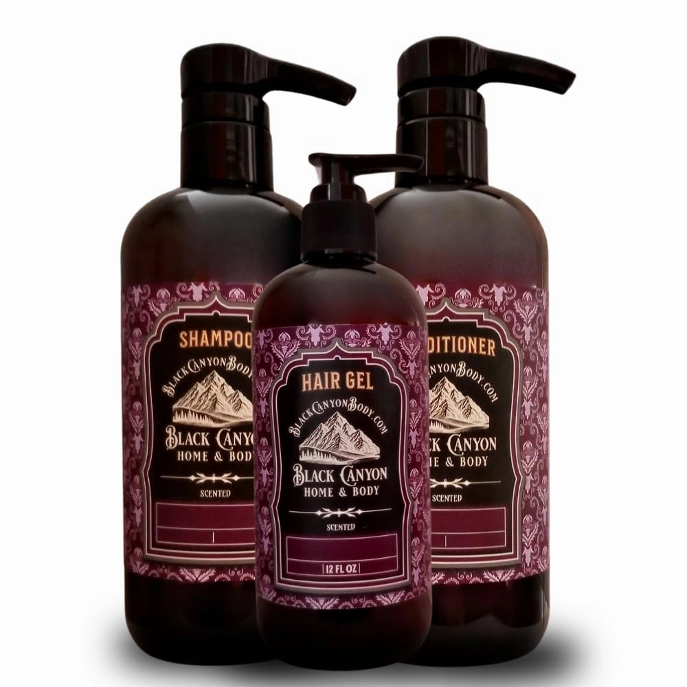 Black Canyon Creamy Vanilla Hazelnut Scented Argan Oil Hair Shampoo, Conditioner and Hair Gel Set