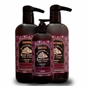 Black Canyon Creamy Vanilla Hazelnut Scented Argan Oil Hair Shampoo, Conditioner and Hair Gel Set