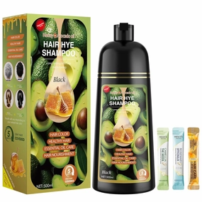 Black Hair Dye Shampoo 3 in 1 for Women & Men 100% Gray Hair Coverage - Herbal Ingredients Natural Plant Hair Color - Hair Dye in Minutes 17.6 Fl Oz