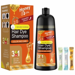 Black Hair Dye Shampoo 3 in 1 for Women & Men 100% Gray Hair Coverage - Herbal Ingredients Natural Plant Hair Color - Hair Dye in Minutes 17.6 Fl Oz