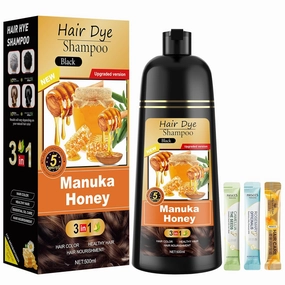 Black Hair Dye Shampoo 3 in 1 for Women & Men 100% Gray Hair Coverage - Herbal Ingredients Natural Plant Hair Color - Hair Dye in Minutes 17.6 Fl Oz