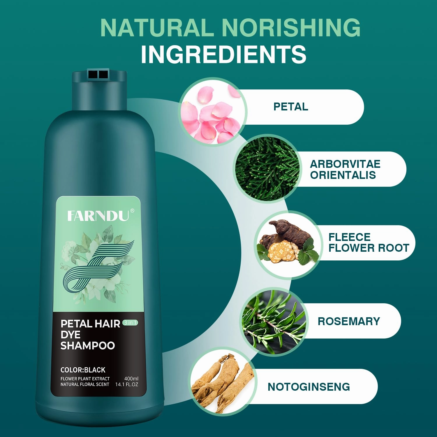 Black Hair Dye Shampoo 3 in 1 Gray Hair Coverage Natural Hair Color Shampoo for Women Men Champu Para Canas