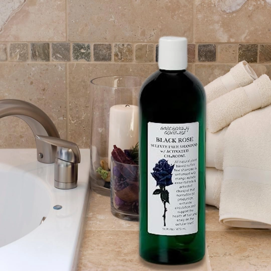 Black Rose Shampoo, Face and Body Wash with Activated Charcoal//Sulfate Free, Plant Based // Hair Detox, Hair Detangler, Porosity (16 Fluid ounces, Pour top (bottle of 1))