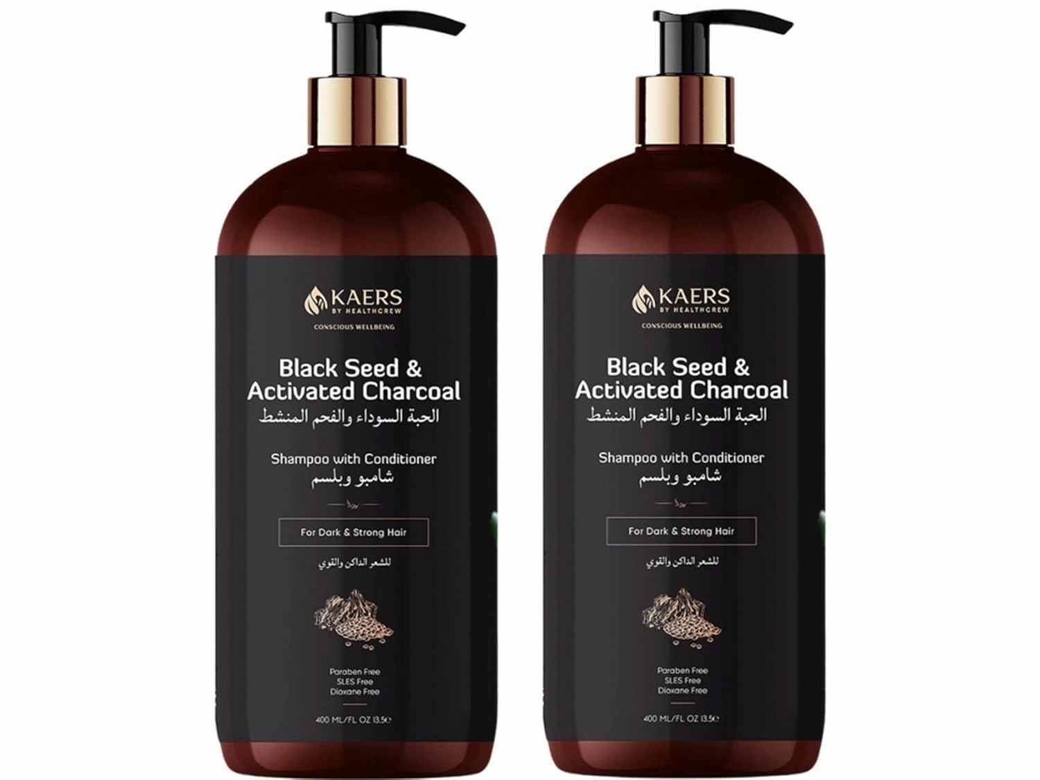 Black Seed Activated Charcoal Shampoo with Conditioner |Suitable for Men & Women (400ML PACK 2)