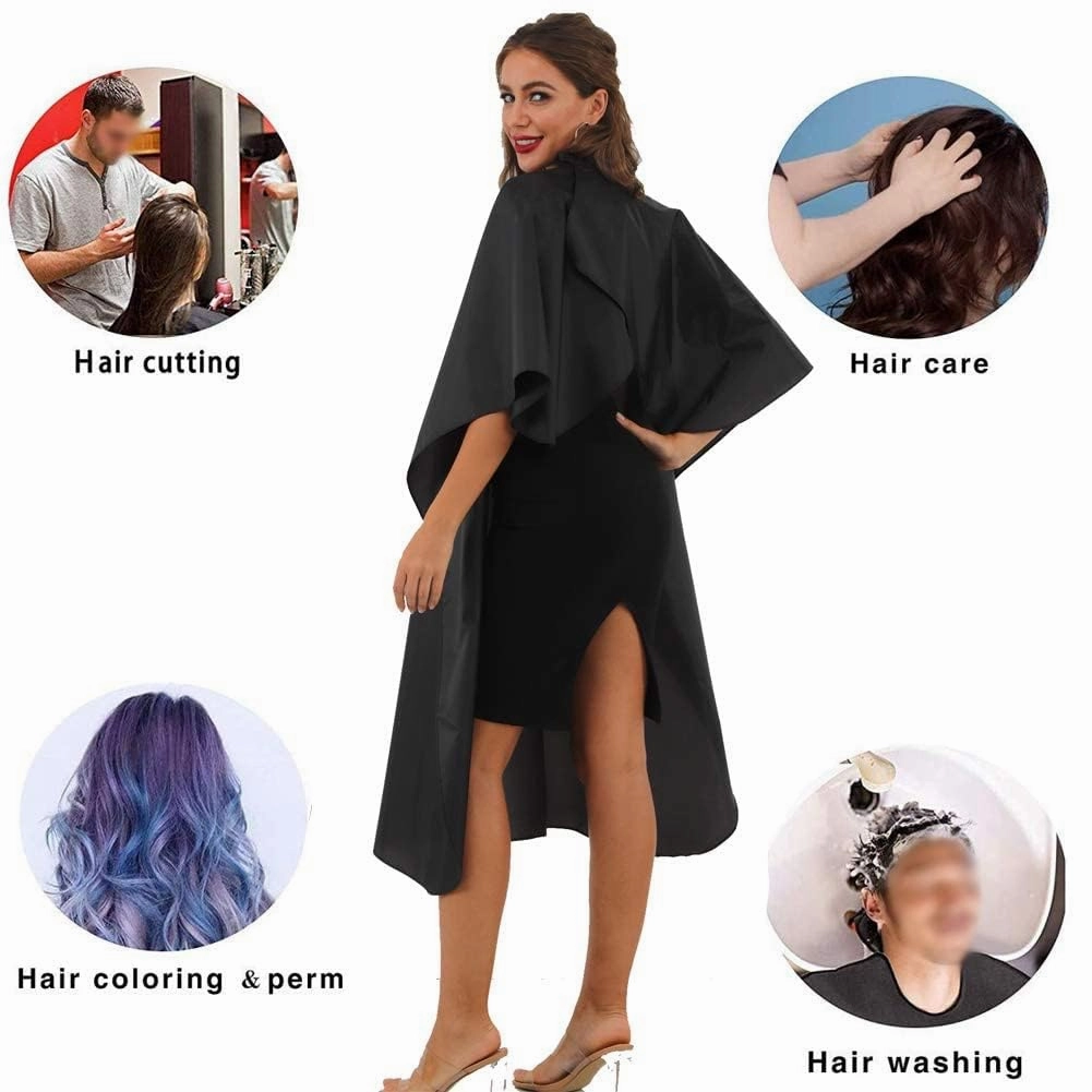 Black Waterproof Hair Salon Cape Professional Barber Cape with Metal Snap Closure Hair Cutting Cape (Black-3 Pack)