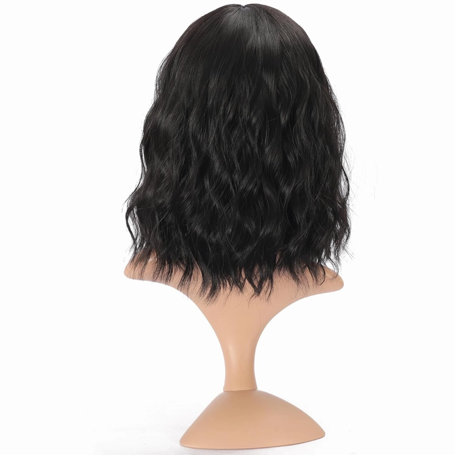 Black Wig Short Bob Wig Short Curly Wavy Wig With Bangs for Women Heat Resistant Synthetic Wigs for Daily Use Cosplay Wig With Wig Cap