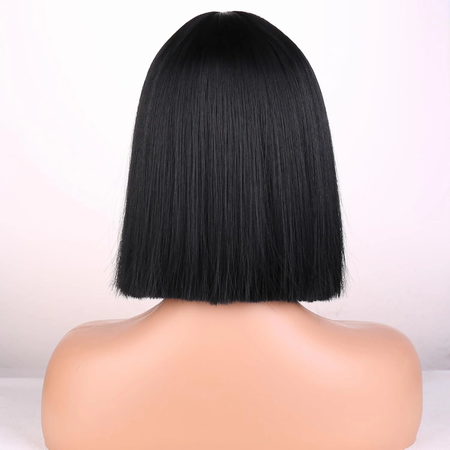 Black Wigs for Women Girls Short Straight Black Bob Wig with Bangs Heat Resistant Synthetic Wigs for Cosplay Costume Party(black wig)
