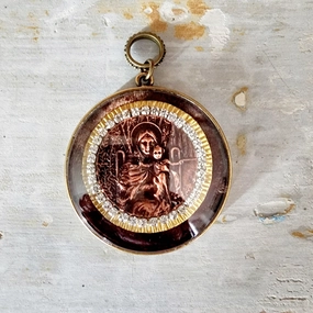 Blessed Mother Under Domed Glass Pendant