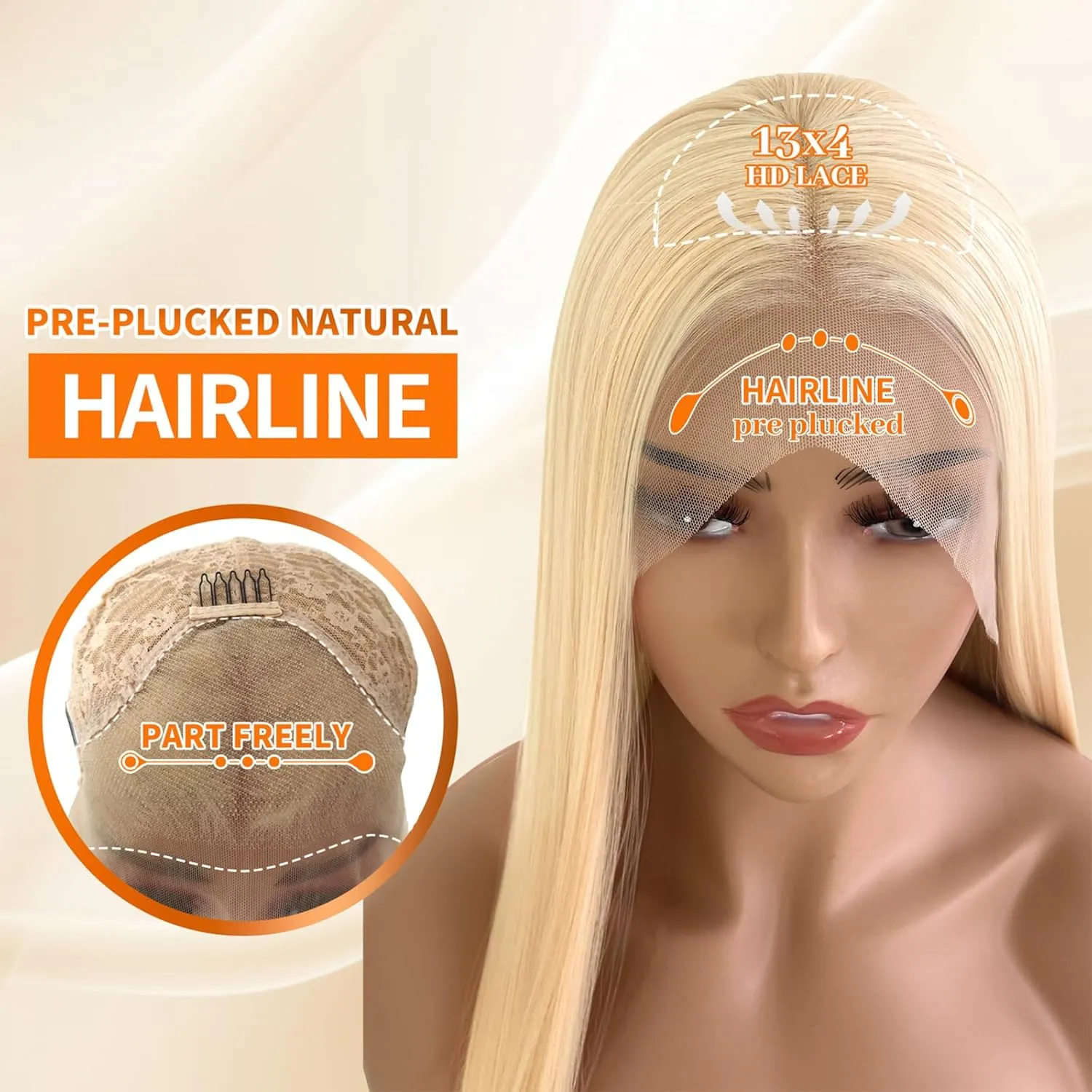 Blonde Wig Synthetic Lace Front Wig Glueless 13x4 HD Lace Front Wigs Pre Plucked 613 Long Straight Ready to Wear Wigs for Black Women 26 Inch