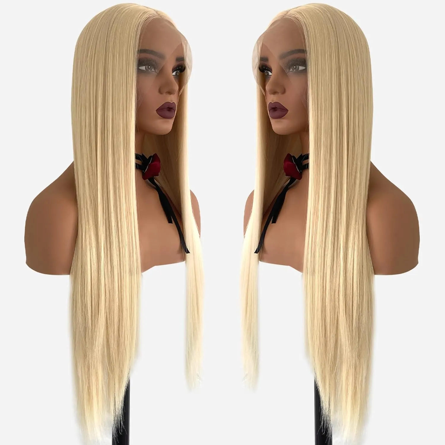 Blonde Wig Synthetic Lace Front Wig Glueless 13x4 HD Lace Front Wigs Pre Plucked 613 Long Straight Ready to Wear Wigs for Black Women 26 Inch